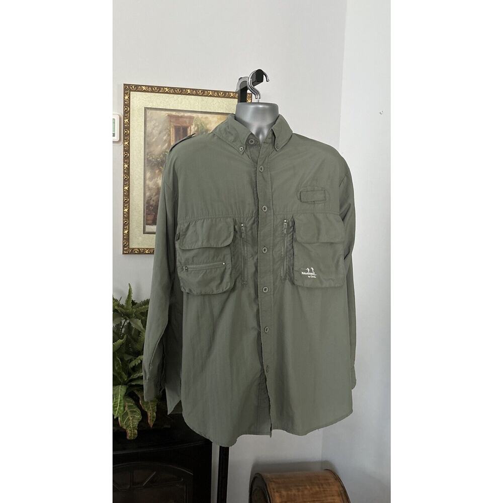 Cabela's Guide Wear Long Sleeve Fishing Shirt, UPF 50+ Men's Large Olive Green